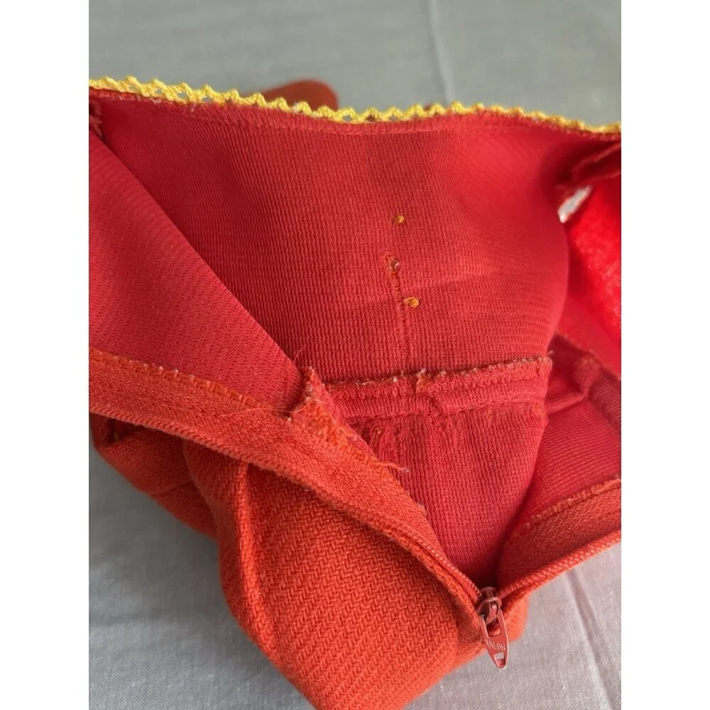 Vintage Kids Girl's 4/5 Wool Saks Fifth Avenue Orange Dress 70s 60s MCM